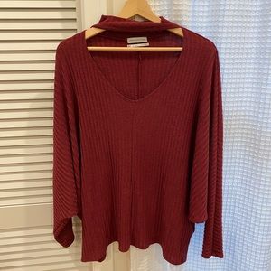 Burgundy top long sleeve Urban Outfitters